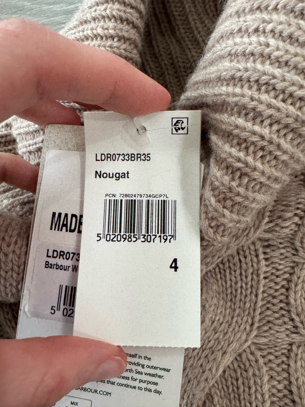 BARBOUR Woodlane Cable Knit Dress in Nougat Tan Size 4 NWT - Picture 10 of 11